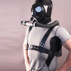 (DM5222)100% Handmade Rubber Belt-Bottle Breath control System Gas Mask Latex Fetish Wear (DM5222)100% Handmade Rubber Belt-Bottle Breath control System Gas Mask Latex Fetish Wear